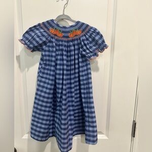 Smocked Pumpkin Gingham Dress - 4T